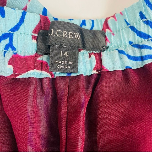 J. Crew Aqua Paisley Silk Pull On Pants Size 14 - Picture 5 of 7